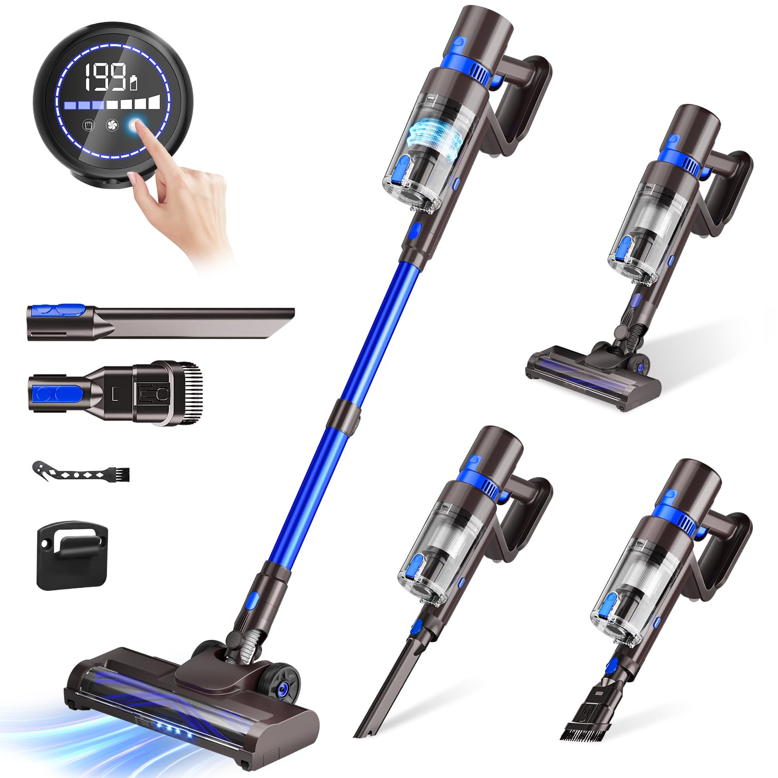 Kclaso Cordless Vacuum Cleaner, 550W 45Kpa 45 Mins Self Standing Vacuum Cleaners For Home, Stick Vacuum With Led Touch Screen &